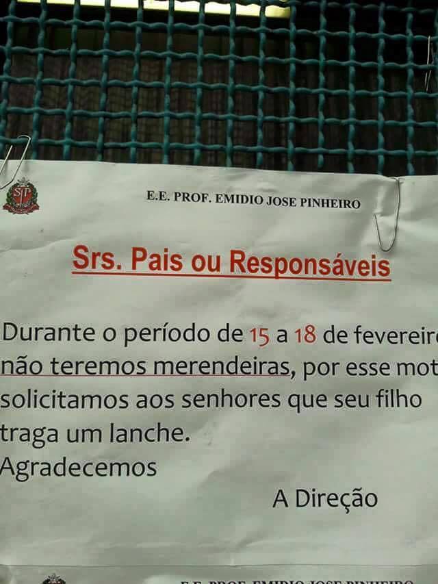 falta de merenda sp