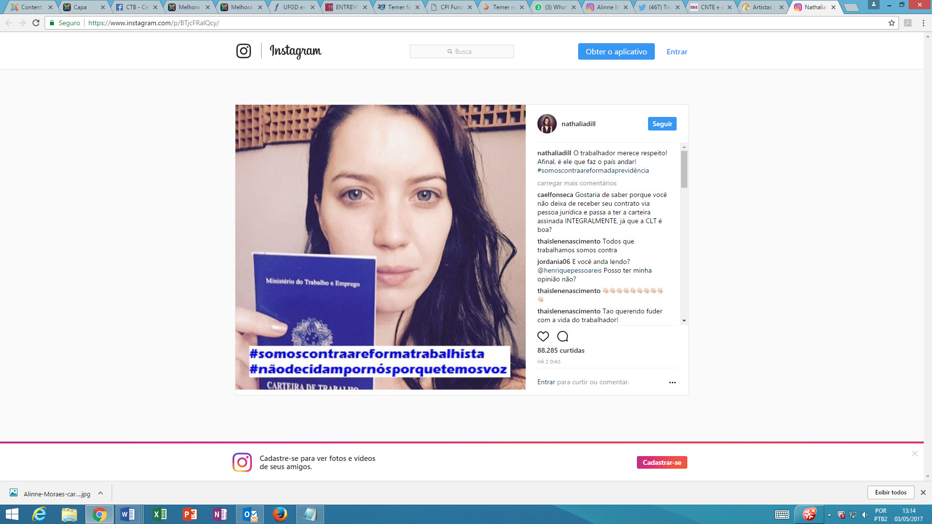 nathalia dill contra reformas instagram