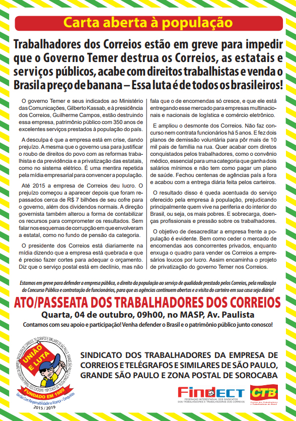 carta aberta correios