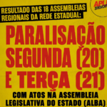 18 assembleias regionais da rede estadual de ensino da Bahia decidem por paralisação