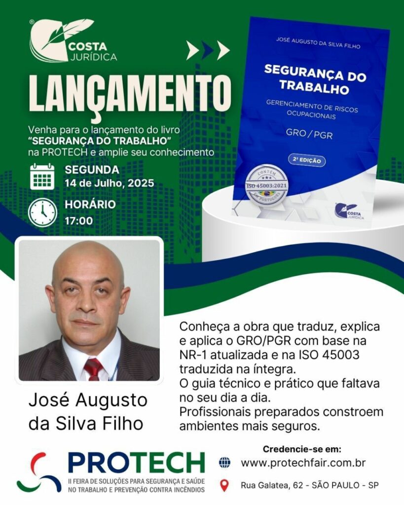 Livro sobre Segurança do Trabalho será lançado nesta segunda na PROTECH, em São Paulo
